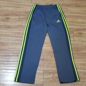 Adidas Grey and Yellow Three Stripe Boys Pants